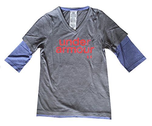T-shirt Under Armour fille col V vêtement sport gris S