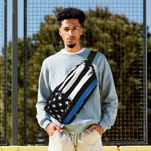 Sac banane rétro bleu à imprimé drapeau américain pour un look décontracté - 6