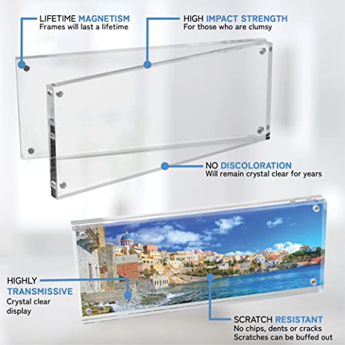 Duraclear 4X10 Picture Frame - Extra Thick, Frameless, Free Standing Acrylic Picture Frame - Magnetic Easy Open Floating Frame For Multi-Use #TOP3