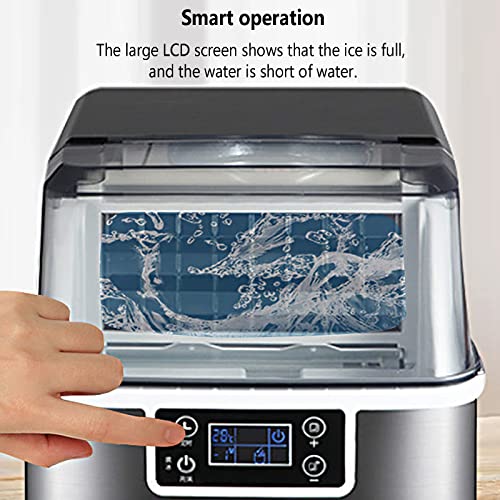 Fabricadora de cubos de hielo, portátil de encimera, acero inoxidable, 66 lb/24 h con función automática de limpieza y panel de control inteligente, para restaurantes, bares y hogar miniatura 2