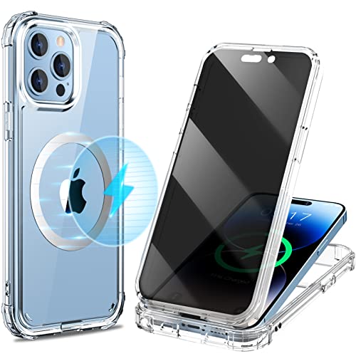 Privacy Case for iPhone 14 Pro Max,[100% Screen Sensitivity] [with Anti Peep screen Protector] [Full Body Protection] Compatible with MagSafe double Sided Magnetic Case for iPhone 14 Pro Max Cover