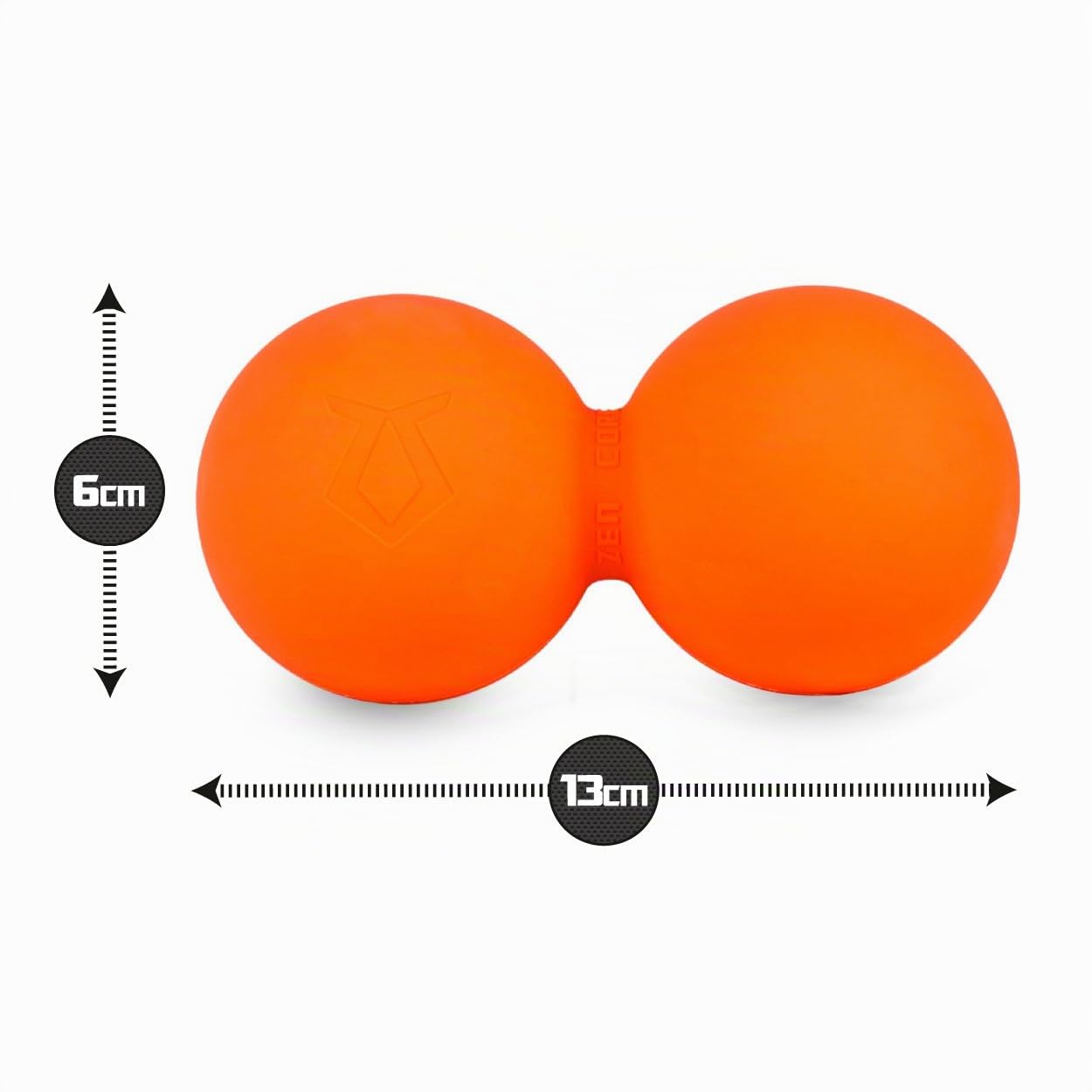 Zen Core Massage Duoball Original - Twinball Faszienrolle Lacrosseball Hartgummi, Größe 13 x 6 cm für die Anwendung zur Triggerpunkt- und Faszienmassage/Physiotherapie