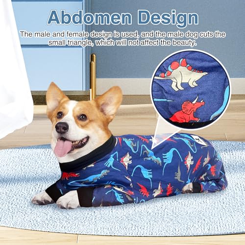 Image of Dog Onesie After Surgery Recovery Suit Anti Shedding Bodysuit Wounds Female Male Dog Neuter Spay Onesie E-Collar & Cone Alternatives Postoperative Shirt Dog Pajamas(XL)
