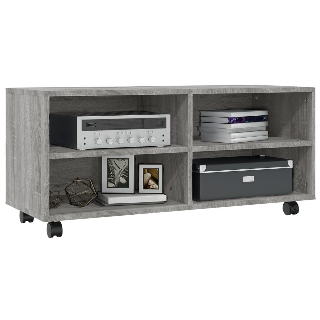 815259 Mobile TV con Ruote Grigio Sonoma 90x35x35cm Legno Multistrato Testata in Legno,Testata Letto Matrimoniale Muebles Dormitorio Spalliera Letto Testiere per Letto Matrimoniale