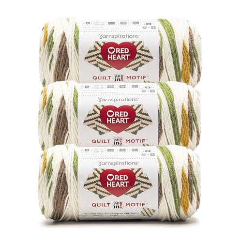 Image of Red Heart All in One Quilt Motif Yarn for Crocheting, Lineage, 3-Pack