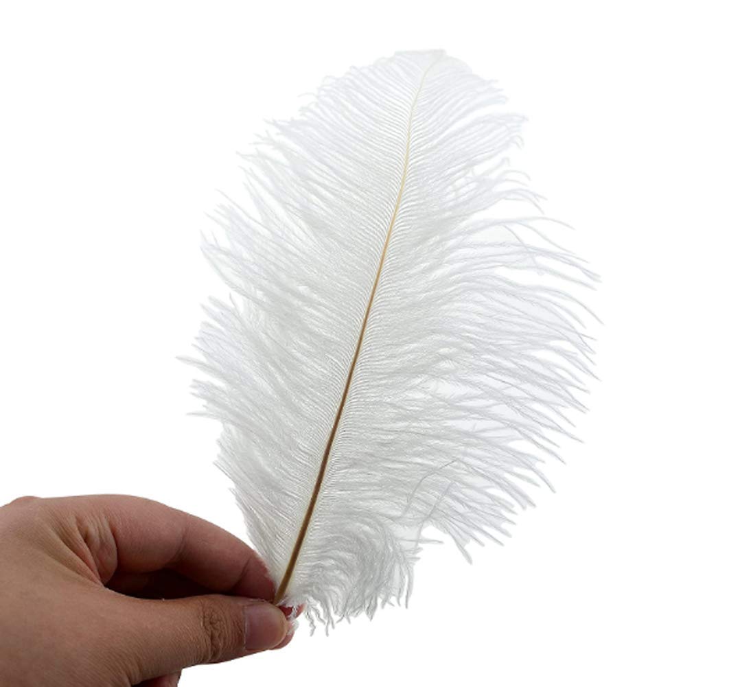 Erioctry 50PCS 6-8 Inch White Natural Ostrich Feathers Plume Fluffy Feahters Large Feather for Wedding Party Centerpieces Home Decoration DIY Crafts