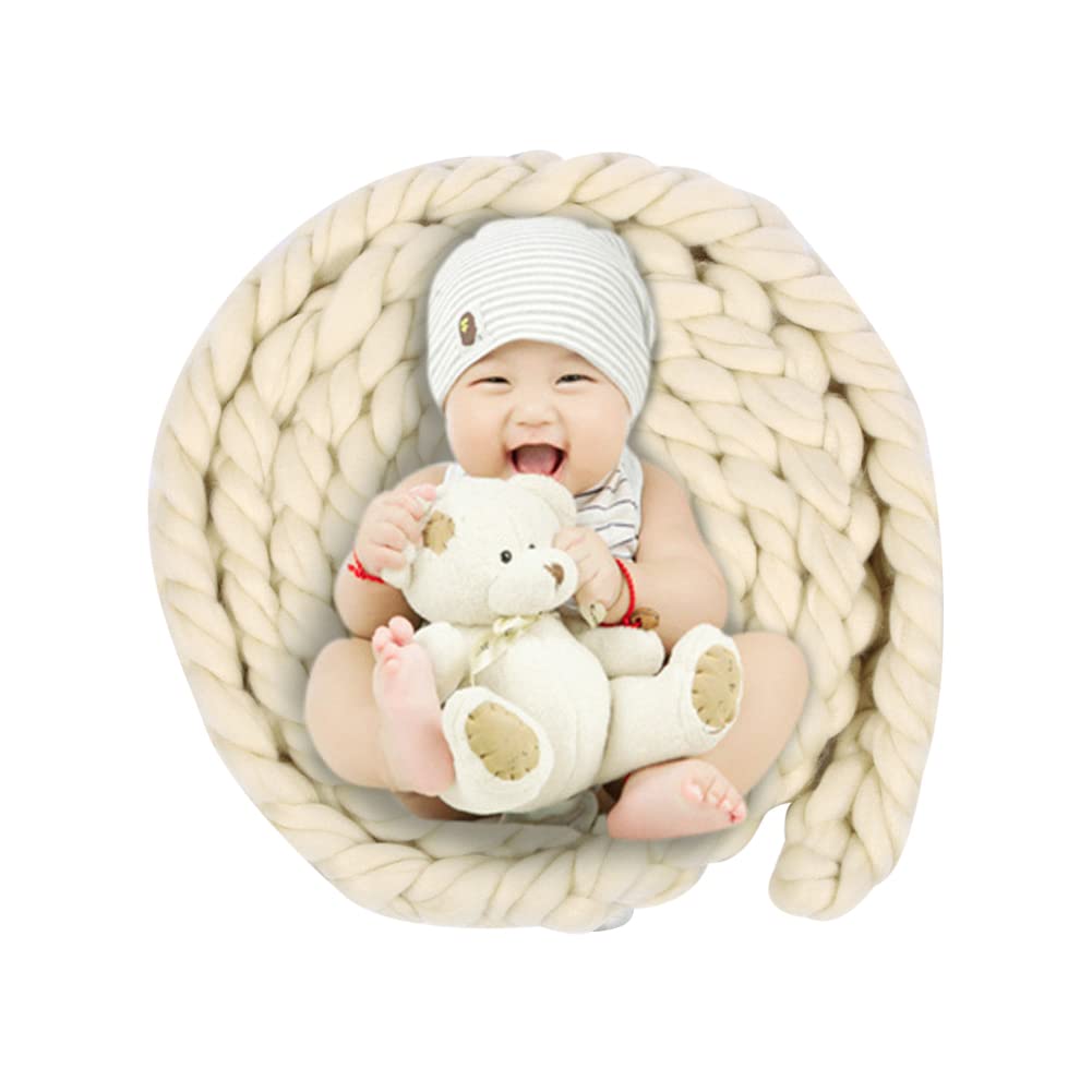 Newborn Photography Props, Hand-Woven Twisted Braid Rope Background Rug Blanket Basket Filler Newborn Baby Photography Props for Boys Girls