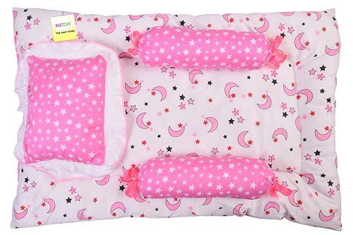 Image of Kwitchy New Born Bedding Combo of Baby Mattress with Net | Gaddi Set | Comforter (0-6 Months) Pink (4PCS Set)