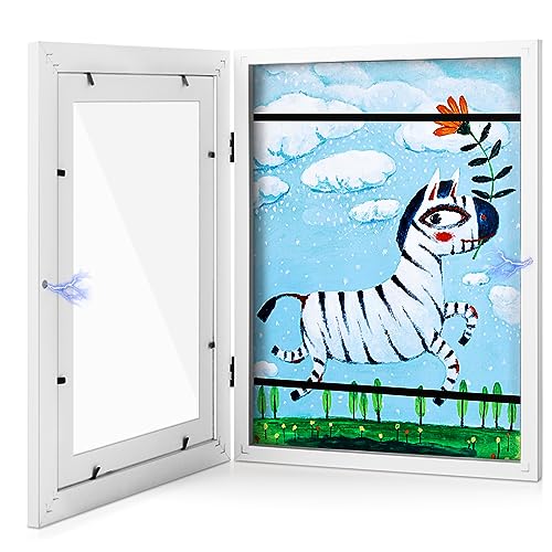 Dioxide Cadre Dessin Enfant A4, Cadre pour Dessin Enfant pour Photos D'Enfants, Cadre Photo D'art A4 Pliable Pour D'art, Photo (Blanc)