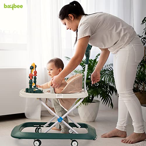 Image of Baybee Nexus Baby Walker for Kids with Parental Push Handle & 2 Height Adjustable, Multi-Function Folding Activity Walker for Baby with Musical Toy Bar | Walker Baby 6-18 Months Boys Girl (Dark Green)