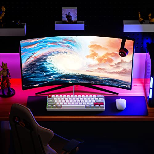 Image of Newmen GM610 60% Wireless Mechanical Gaming Keyboard,Wired /Bluetooth Keyboard,RGB Backlit,61 Anti-Ghosting Keys,Programmable,Hot-Swappable,for Windows Mac Android (Brown)