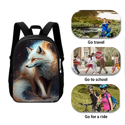 Teenage Boys Girls Creative Fox Print Backpack Middle School Students Bookbag Outdoor Daypack,Orange Galaxy Fox3