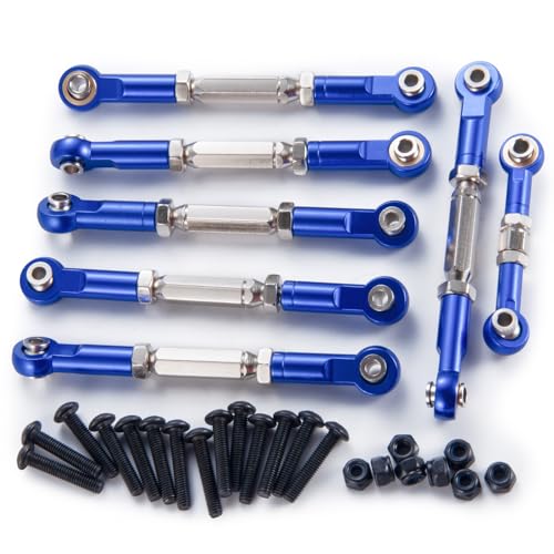 WEFEINO 7PCS Aluminum Adjustable Turnbuckles Camber Links Upgrade Parts for Tra-xxas 1/10 Slash 4X4...