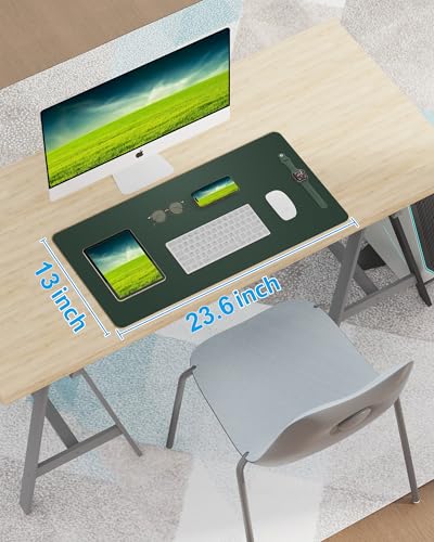 Image of Non-Slip Desk Pad,Mouse Pad,Waterproof PU Leather Desk Protector,Ultra Thin Large Desk Blotter,Waterproof Keyboard mat for Office /Home /Decor(Dark Green 23.6 inch x 13 inch)