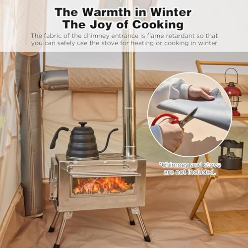 Spacious Inflatable Camping Tent for 8-10 Adults - 129 Sqft Hot Tent with Stove Jack, Quick Setup Blow Up Tent with Windows & Pump - Image 6