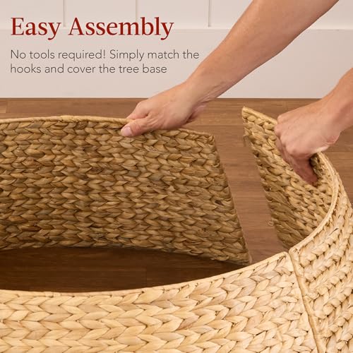 Best-Choice-Products-42in-Christmas-Tree-Collar-Woven-Hyacinth-4-Piece-Holiday-Rattan-Tree-Skirt-Accessory-for-Home-wCord-Cut-Out-Natural Best Choice Products 42in Christmas Tree Collar Woven Hyacinth 4 Piece Holiday Rattan Tree Skirt Accessory for Home wCord Cut Out Natural