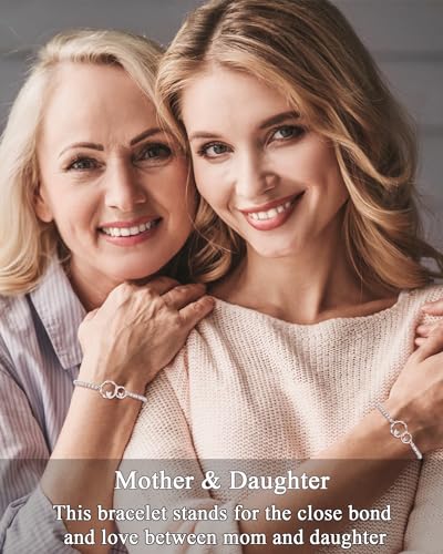 Tarsus-Mother-Daughter-Gifts-Eternal-Love-Connected-at-Heart-Interlocking-2-Circles-Bracelet-Mom-Gifts-Daughter-Gifts-Birthday-Christmas