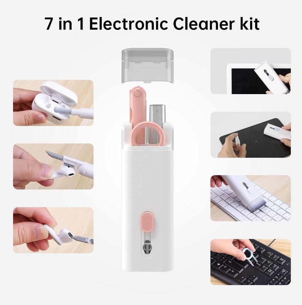 Image of 7 in 1 Laptop Cleaning Kit | Keyboard Cleaning Brush with Keycap Puller, Gap Duster & Spray Bottle | Multi-Function Gadget Cleaning Tools for Laptop, Monitor, Keyboard, Earphones & Electronics