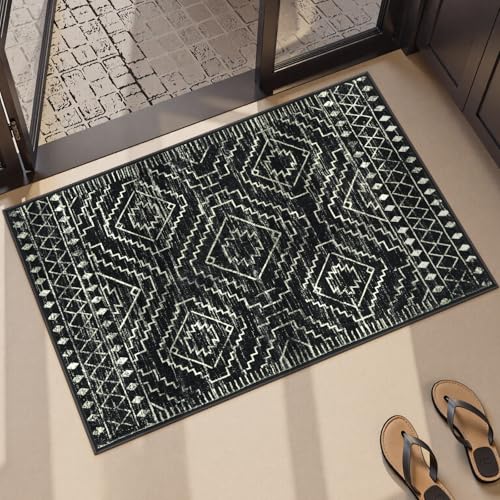 Tapete Morroquí Wonnitar 2'x3' Negro Antideslizante miniatura 5