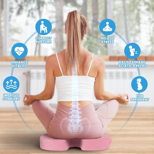 Image of TushGuard Office /Car Seat Cushion, Non-Slip Sciatica & Back Coccyx Tailbone Pain Relief Chair Pad, Memory Foam Butt Pillow for Computer Desk, Wheelchair, Driving (Pink, XX-Large)