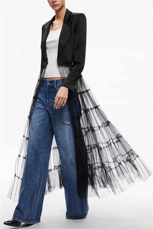 VIVICOLOR Women Satin Crop Blazers Dress Mesh Sheer Jacket Cardigan with Swing Wedding Party Prom Jacket Dresses2