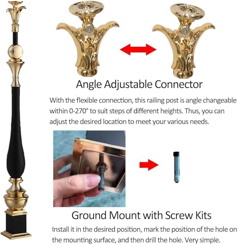 Rambarde d'escalier robuste avec connecteurs pivotants orientables pour pente