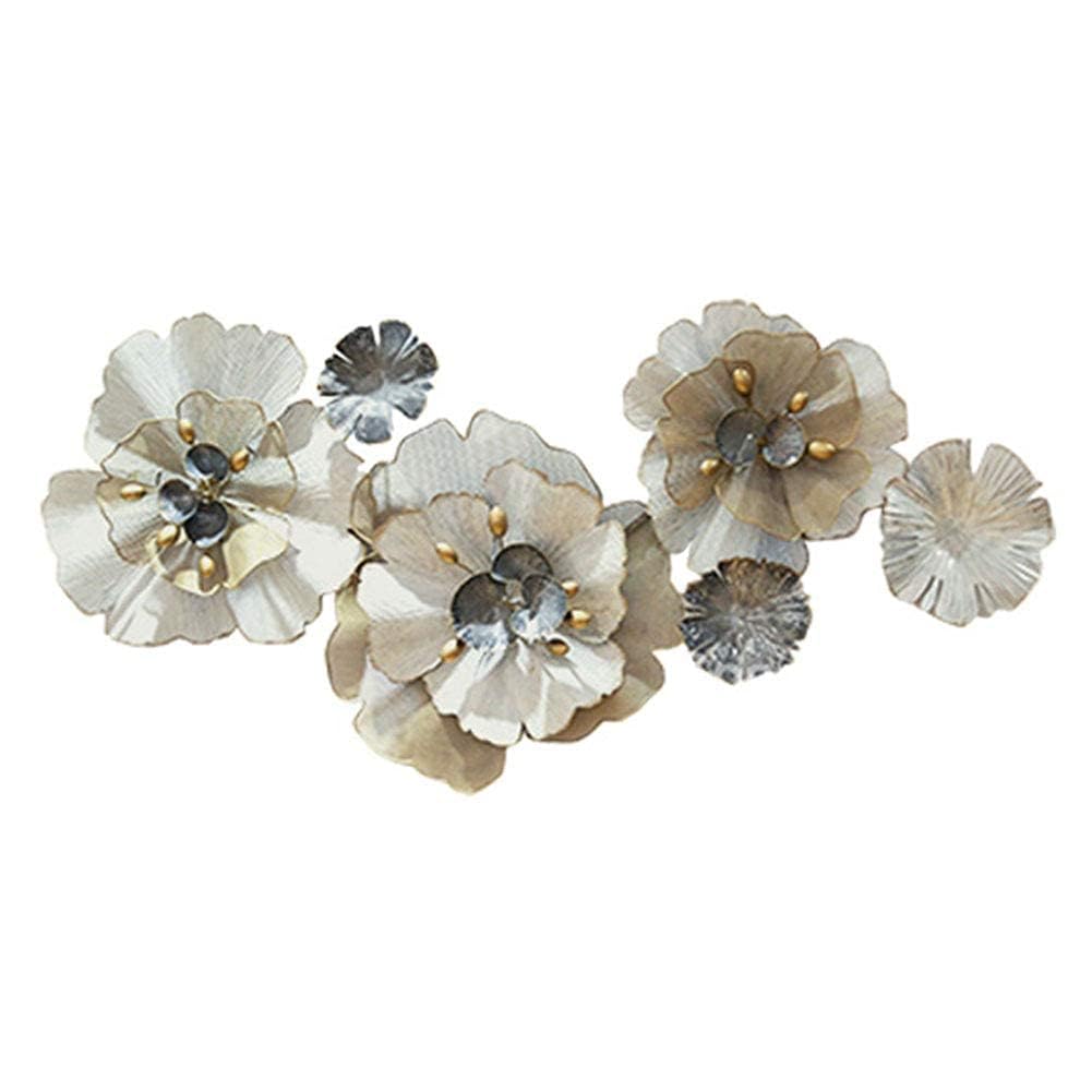 Decorazione da parete in metallo, scultura floreale, in ferro battuto, da appendere, 117 x 56 cm, design elegante per soggiorno o ufficio