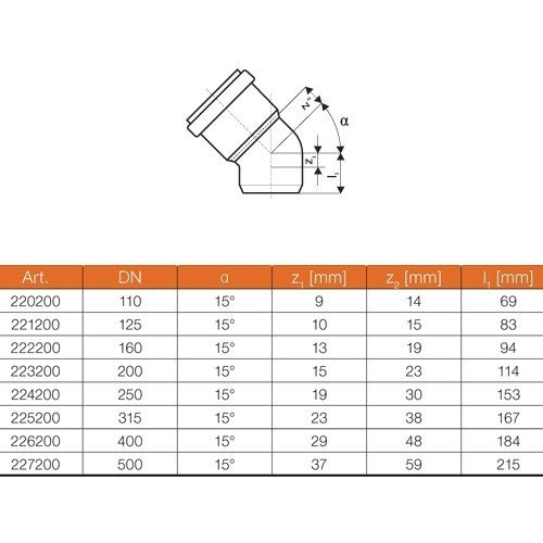 Produktbild von Ostendorf KG Bogen DN 110 45° – Abwasserrohrbogen In Orange, Hochwertige Qualität