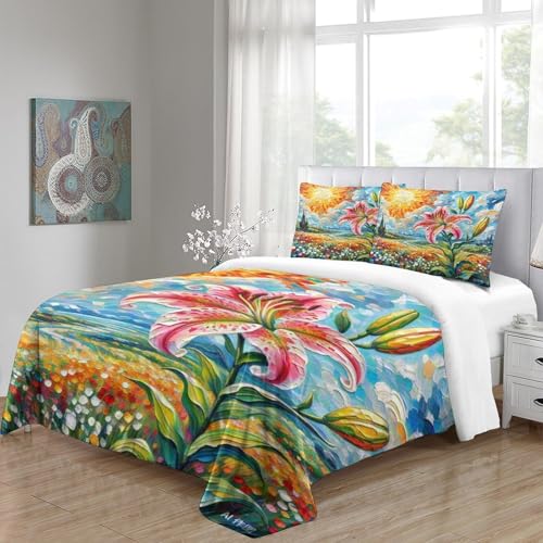 Housse de couette microfibre 140x200cm Lily parure de lit ado 3D - 5