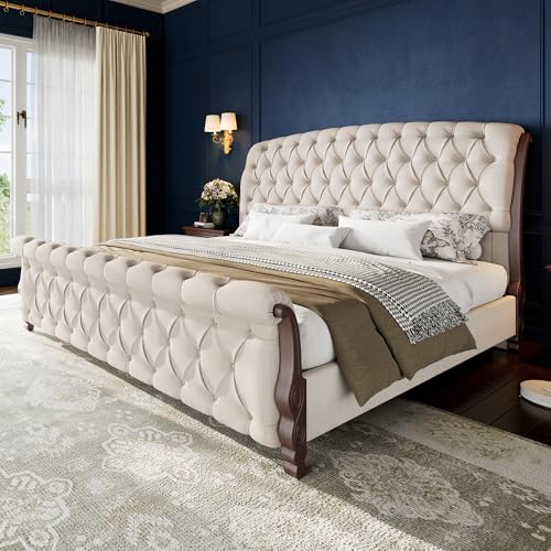 AMERLIFE King Sleigh Bed Frame