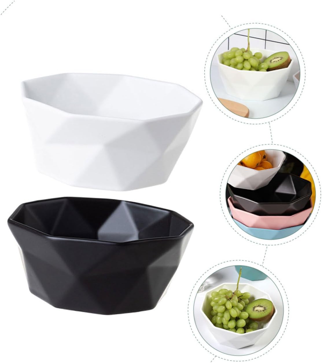 Wakauto 2pcs Ceramic Rice Serving Bowls for Kitchen Xmas Food Serving