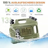 Umikk 13L Camping Wasserkanister mit Hahn, Griffen, BPA-frei – Ansicht 2