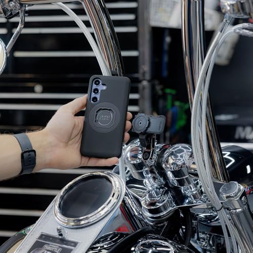 Image of Quad Lock Motorcycle Handlebar Phone Mount PRO Chrome - Large with Vibration Dampener and MAG Phone Case for iPhone 17 Air