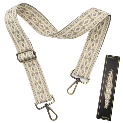 Image of LEMEDE Purse Strap Adjustable Replacement Crossbody Bag Straps Retro Jacquard Embroidery Shoulder Straps for Shoulder Bag