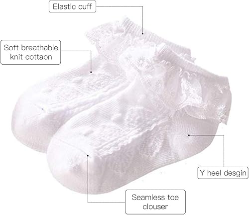 Miniatura 4 de Calcetines de vestir con volantes para bebés y niñas, paquete de 356 calcetines de encaje con volantes