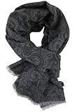 Scarf woven scarf Paisley fashionable gray black 100% wool (Merino)