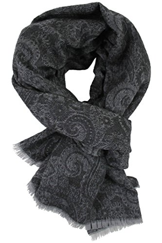 Scarf Woven Scarf Paisley Fashionable Gray Black 100% Wool (Merino) #TOP30