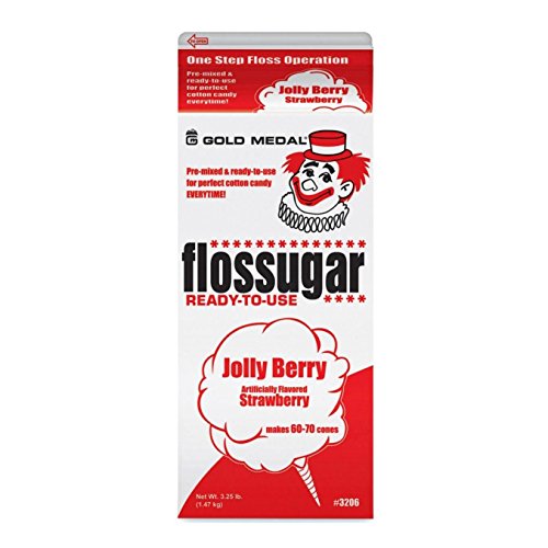 Flossugar Candy Floss Flavouring Jolly Berry Strawberry 1.47kg Tub 60 70 Cones