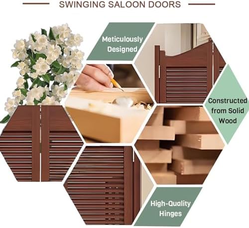 Solid Wood Swinging Interior Doors for Kitchen, Bar, Hallway - Auto-Close Hinges & Hardware - Stylish Partition Door for Bedroom, Porch, Cellar (W130xH80cm)