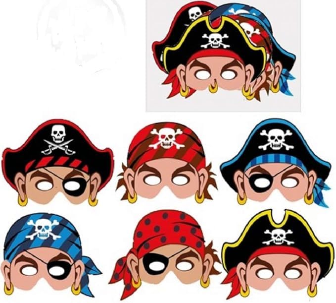 MustBeBonkers Cardboard Face Masks (Pirate, 36)