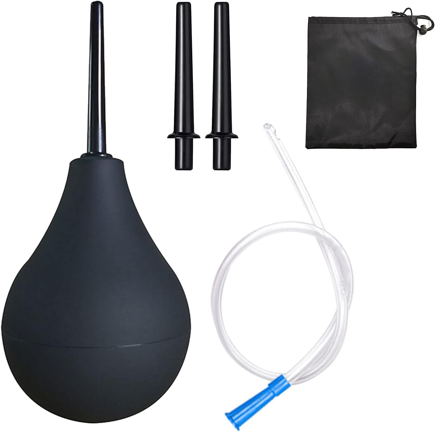 MIVAIUN 220 ML Bulb Douche Set for Men Women, 2 X Reusable Slim Nozzle, 1 X Long Tube Hose Nozzles and 1 X Storage Bag, Silicone Douche Bulb Comfortable Washing Cleaning Douche Kit