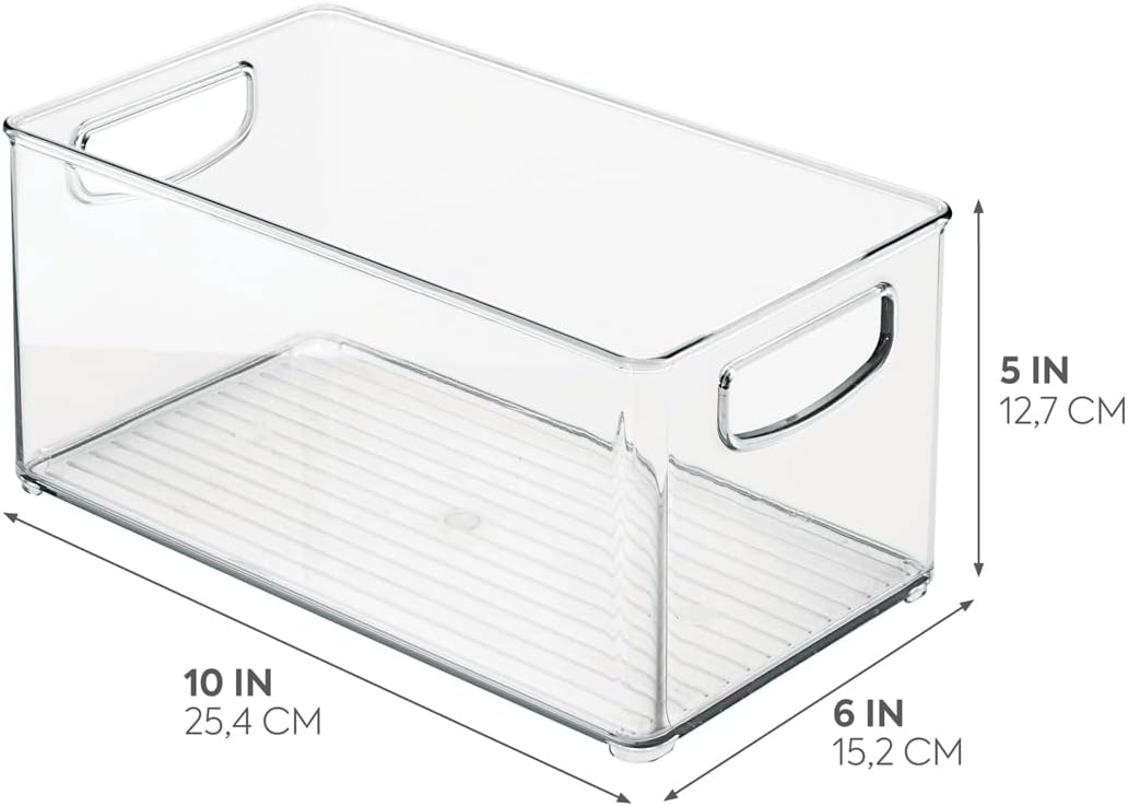 iDesign Plastic Fridge and Freezer Organizer Bin with Integrated Handles – 10” x 5” x 6”, Clear