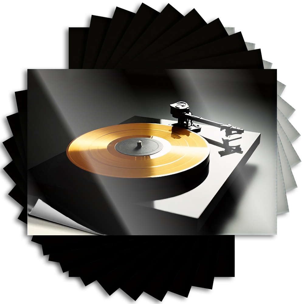 Fzfn Colour Decals Smiley Face, Layered Laptop Golden Vinyl Record Spinning On A Turntable. | Personalized(12X18cm)