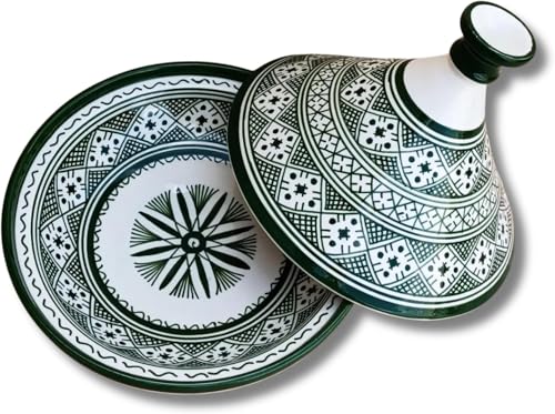 Handmade Moroccan Ceramic Tajine Pot – Lead-Free, Food-Safe Serving Tagine, Hand-Painted Moroccan Dinnerware, Authentic Tagine Dish for Kitchen & Dining (S: 10'' = 25 cm)