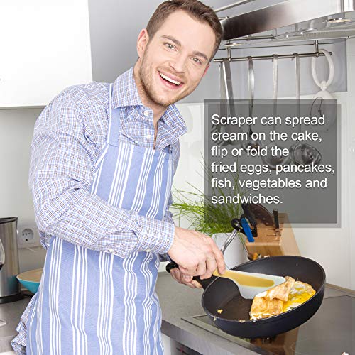 Omelette Spatula Kitchen Omelet Turner Silicone Non-Stick Omelette Scraper Silicone Pigment Scraper With Non Slip Grip For Kitchen Omelet Pancake, Translucent (Yellow) #TOP4