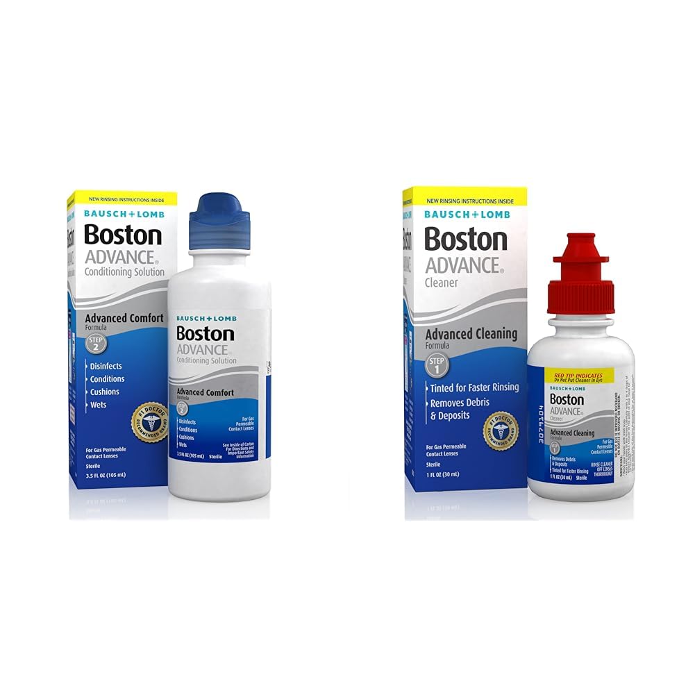 Boston Advance Conditioning Solution (Pack of 2) + Boston Advance Contact Lens Solution for Gas Permeable Lenses, 1 Fl Oz