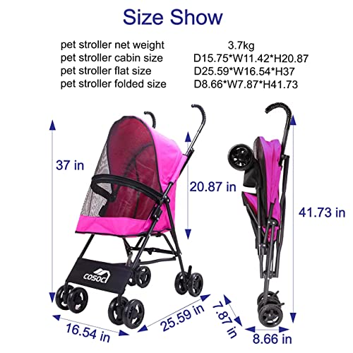 Upgraded Dog Stroller for Small Medium Dogs Pet Stroller Cat Stroller Puppy Stroller Easy Fold with Removable Liner Max… - Image 5