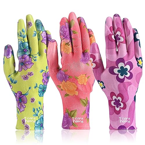 Care Home 3 Pairs Garden Gloves For Women, Breathable Nitrile Coated Gardening Work Gloves For Women thumb #8