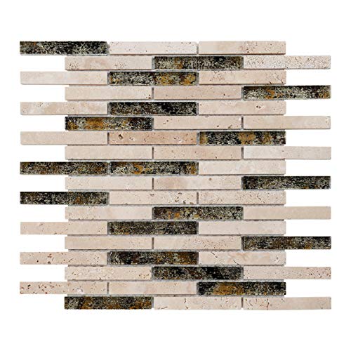 Modket TDH306NS-10 Beige Sand Travertine Stone Glass Brick Joint —