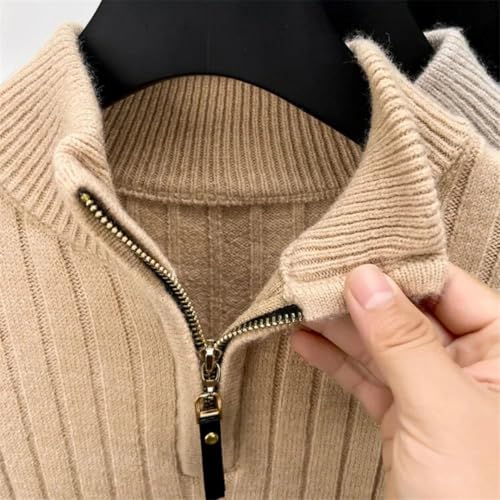 Winter Men's Quarter Zip Sweater Slim Fit Casual Knitted Turtleneck Pullover Tops2